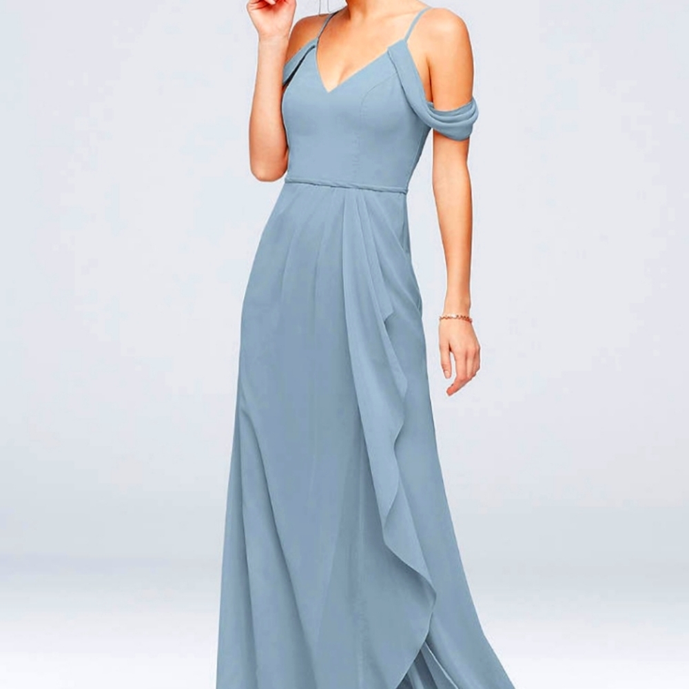 David's Bridal Off-the-Shoulder Bridesmaid Dress